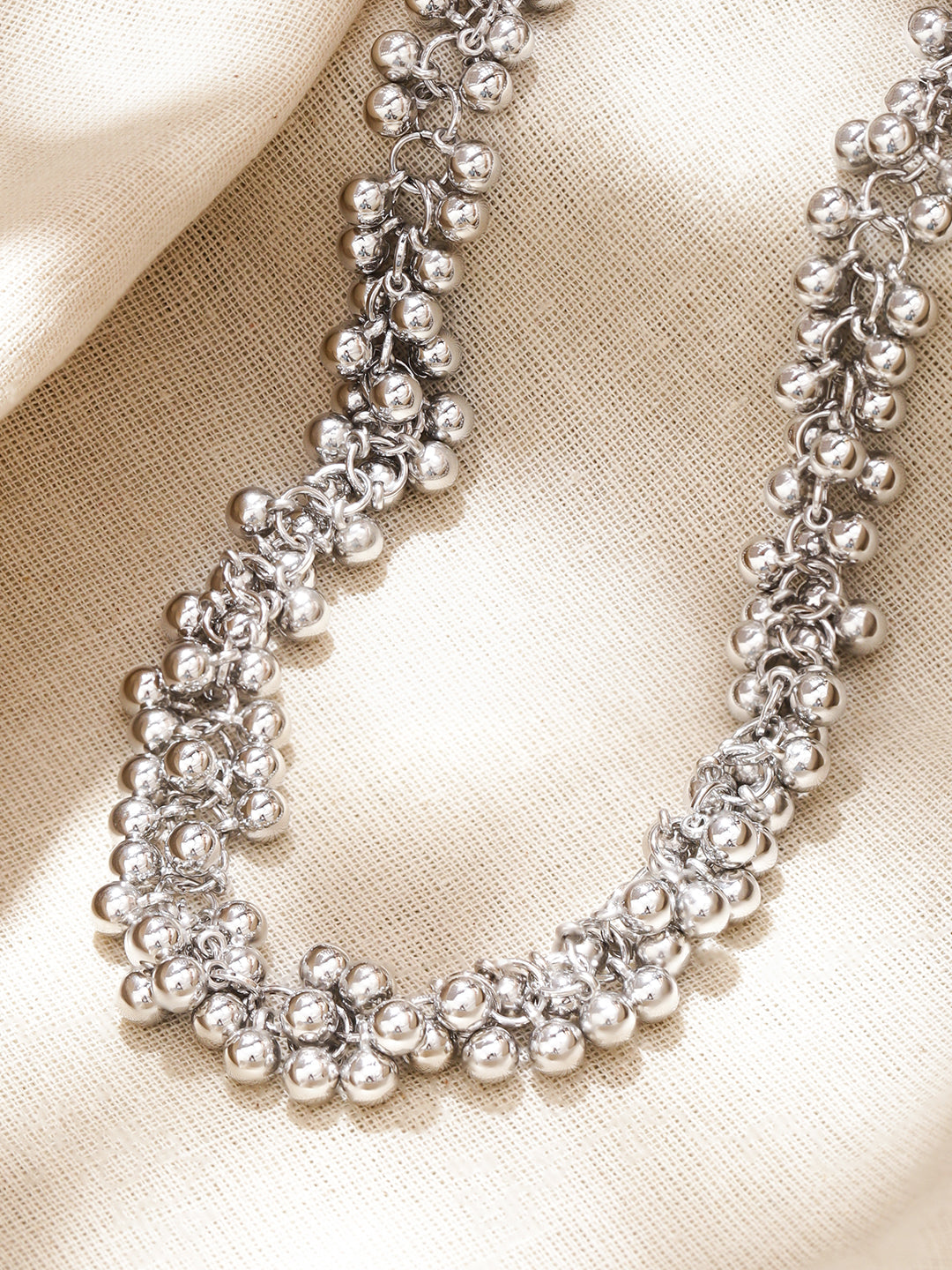 Oxidised Beaded Necklace For Women フリーサイズ