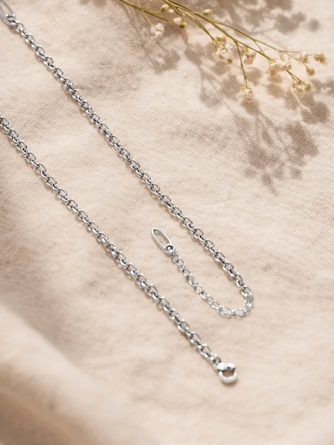 Demi Fine Rhodium Plated Stainless steel Paperclip Curb Chain Heart Pendant Necklace Length - 24.5 cm