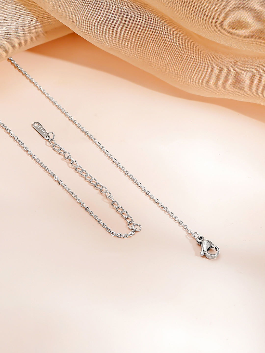 Demi Fine Rhodium Plated Stainless steel Cubic Zirconia Bar Pendant Necklace Length - 19.5 cm