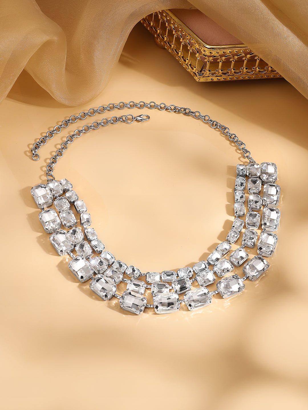 Three layer white studded choker フリーサイズ
