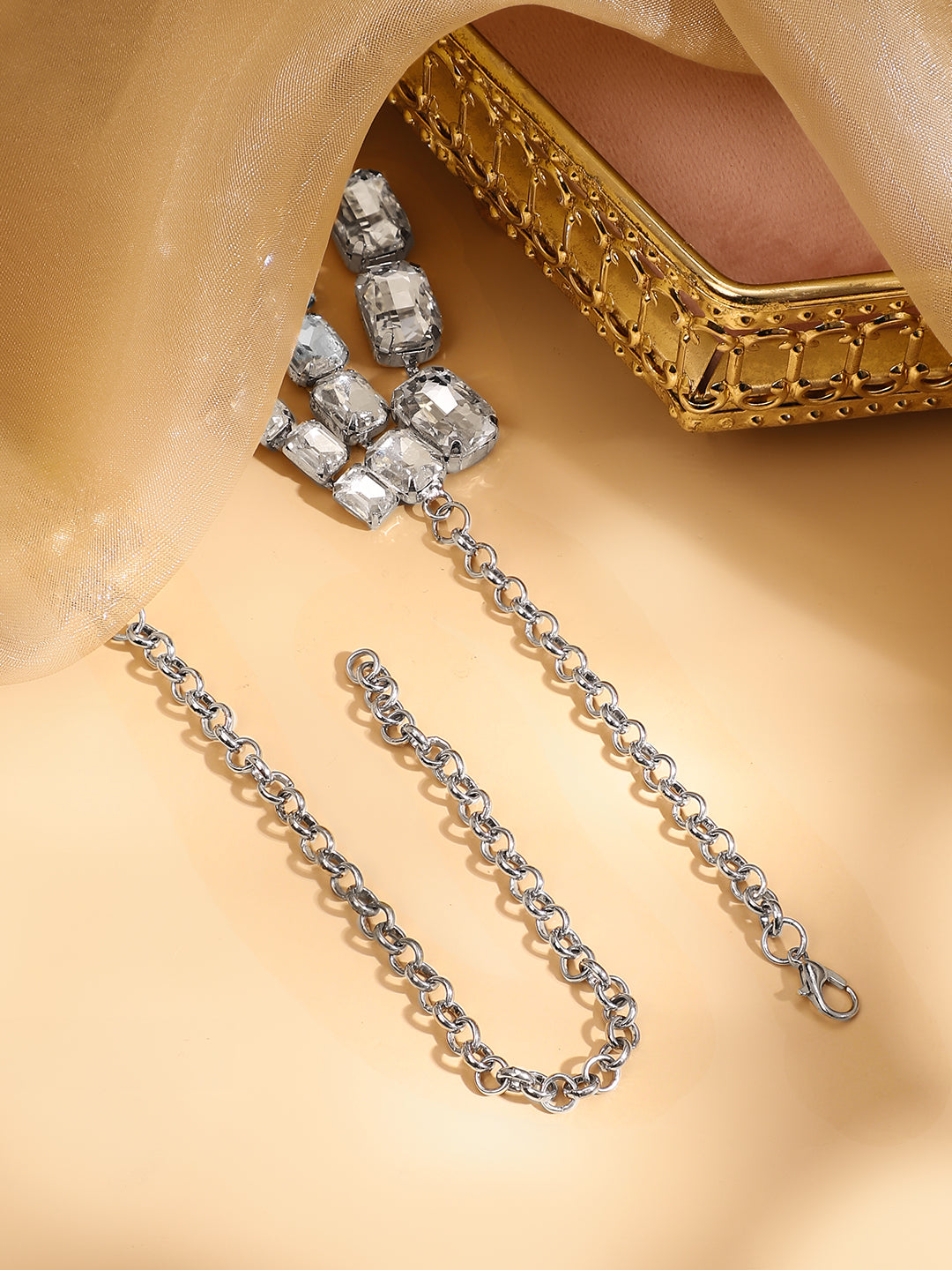 Three layer white studded choker フリーサイズ
