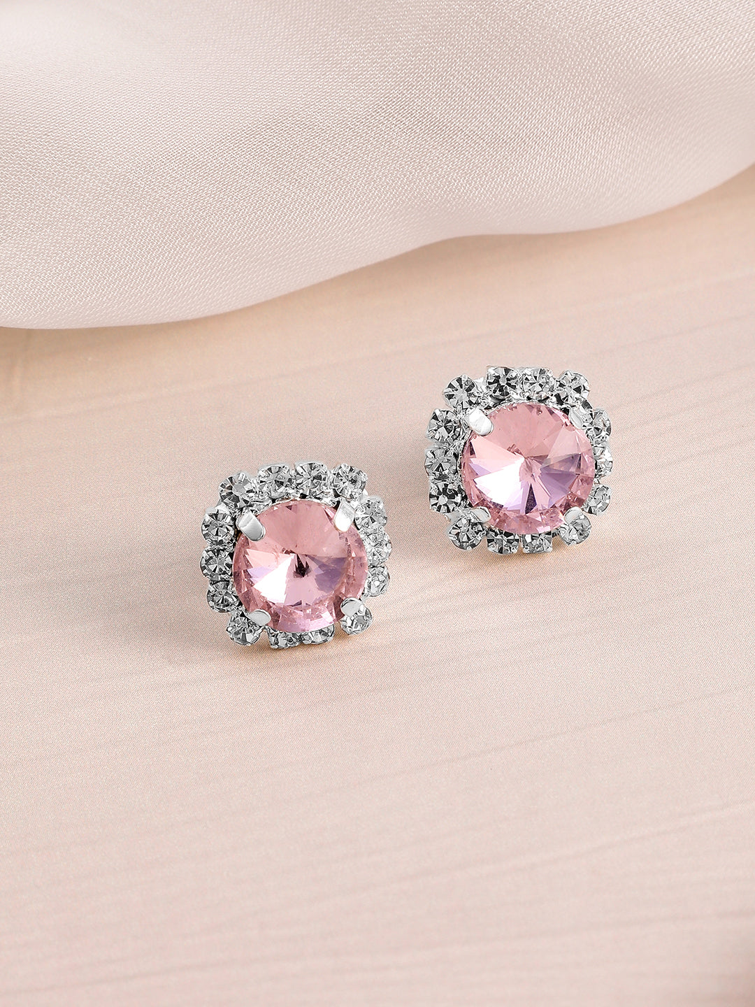 Pink Studded American Diamond Zirconia Choker Set Pink