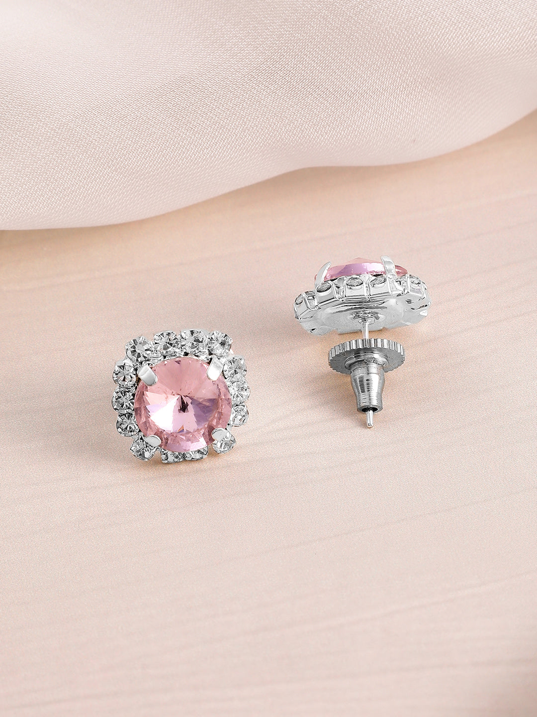 Pink Studded American Diamond Zirconia Choker Set Pink
