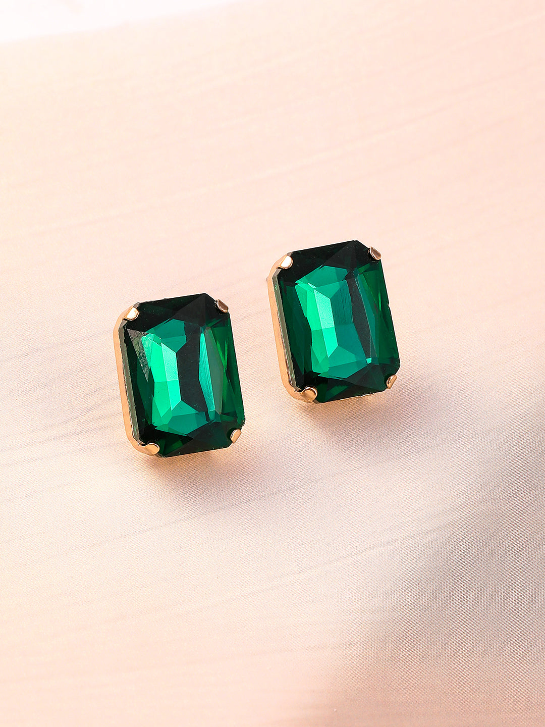 Gold Toned Emerald Necklace Set Gold