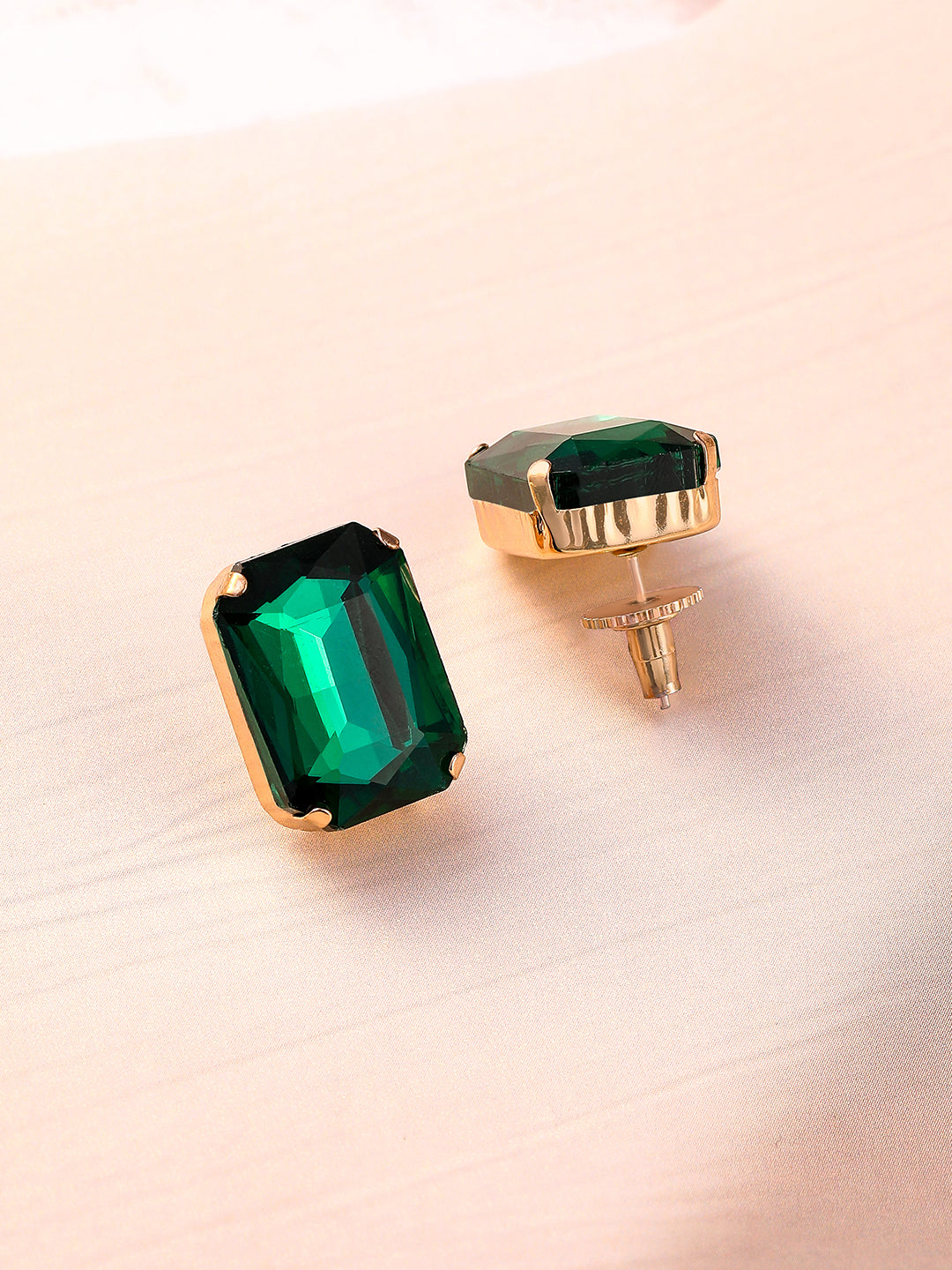 Gold Toned Emerald Necklace Set Gold