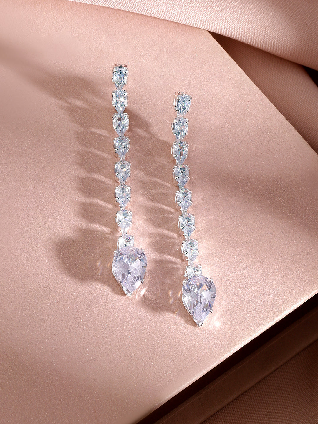 【Rubans】 Teardrop American Diamond Zirconia Necklace Set｜ロジウムメッキ ティアドロップ AD ジルコニア ネックレスセット