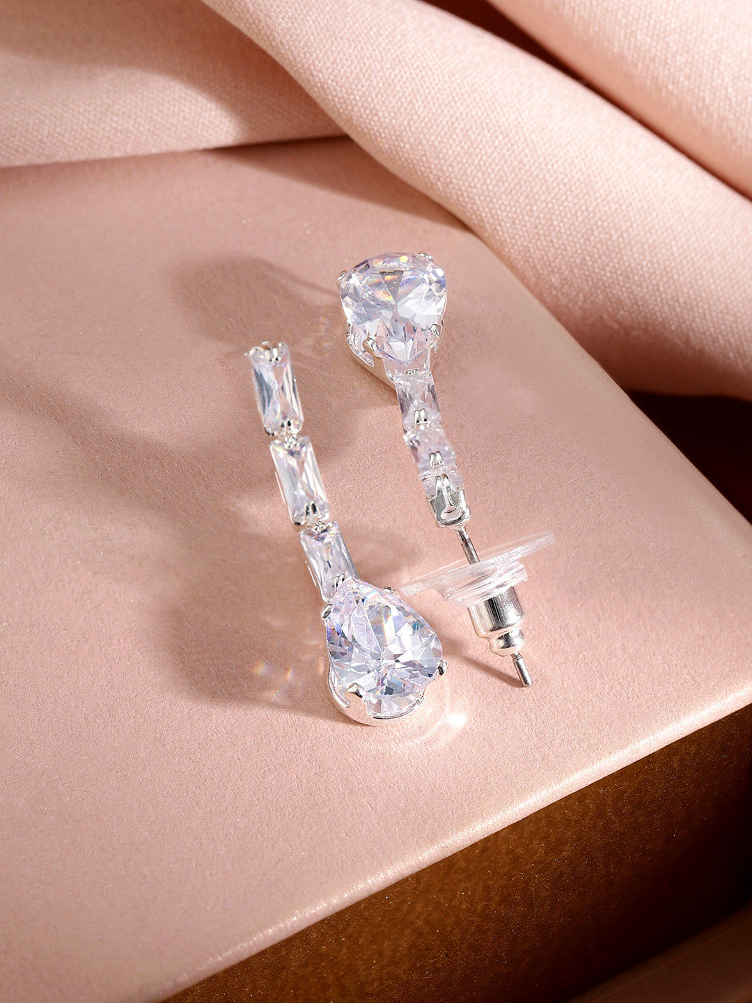 【Rubans】 Crystal Layered Drop Necklace Set｜ロジウムメッキ クリスタル レイヤード ネックレスセット