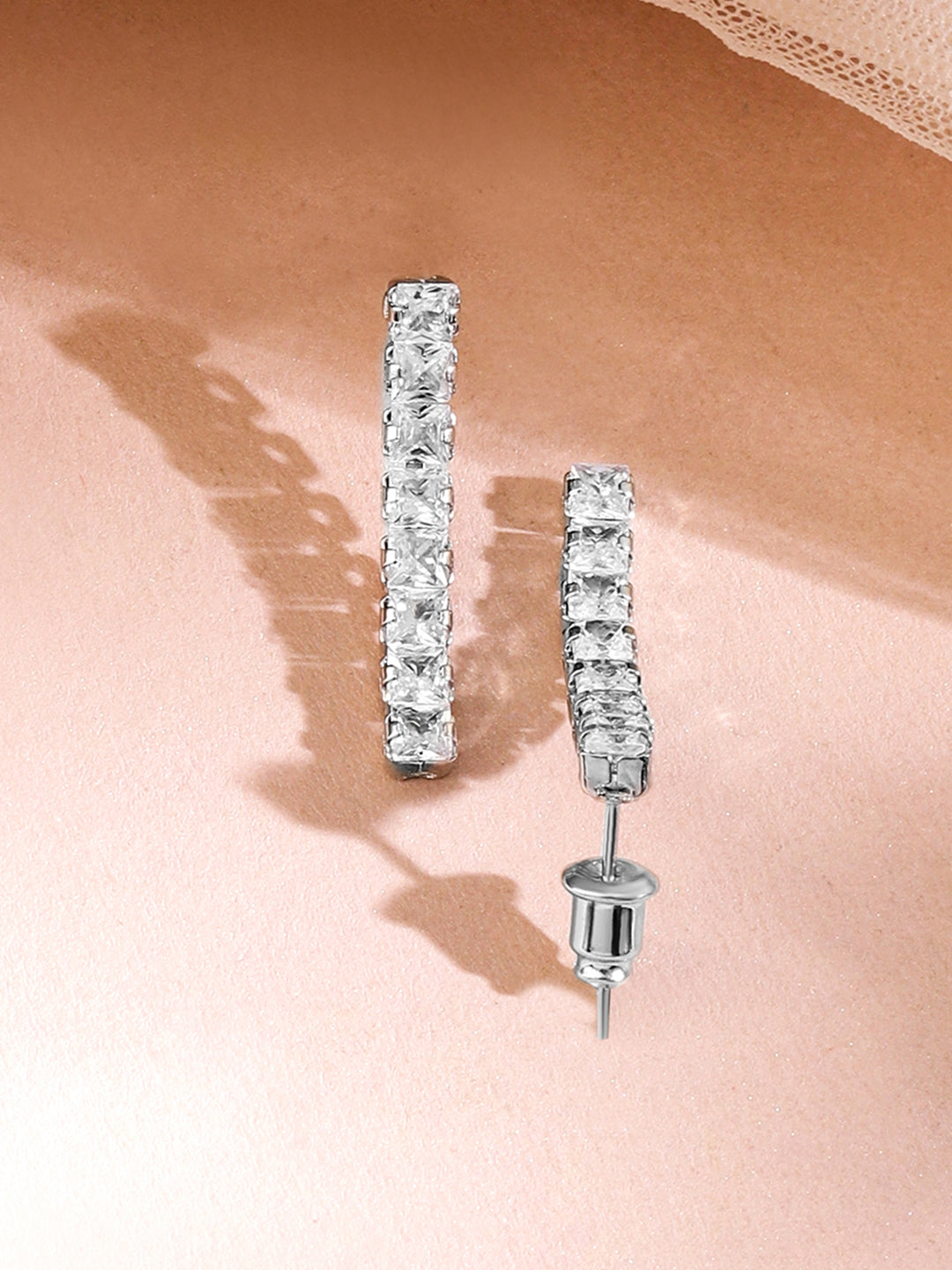 Studded American Diamond Zirconia White Necklace Set フリーサイズ