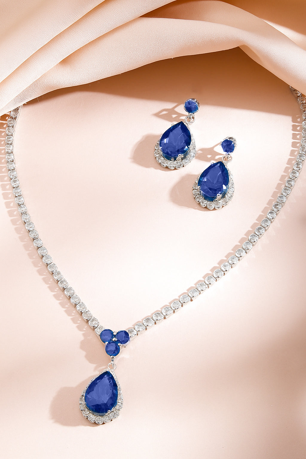Blue Frost American Diamond Zirconia Necklace Set フリーサイズ