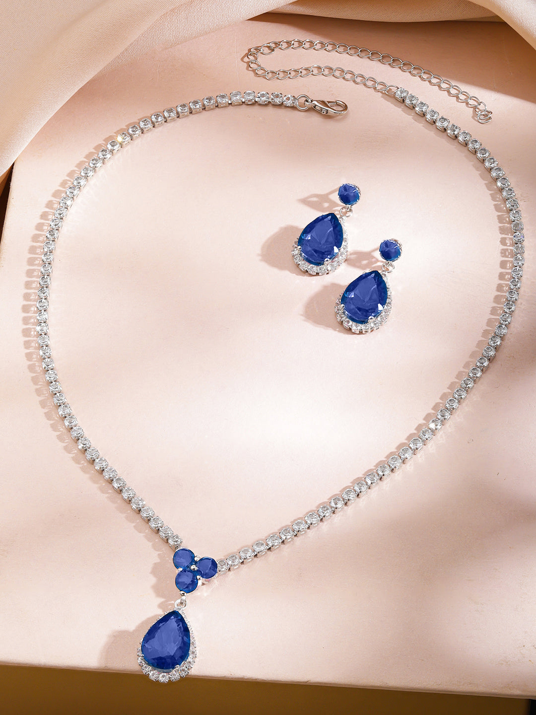 Blue Frost American Diamond Zirconia Necklace Set フリーサイズ