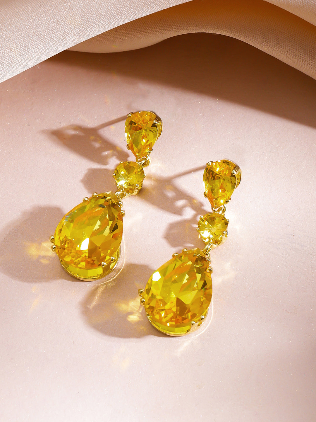 Yellow Raindrop Crystal Necklace Set フリーサイズ