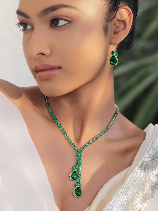 Emerald Teardrop Necklace Set フリーサイズ