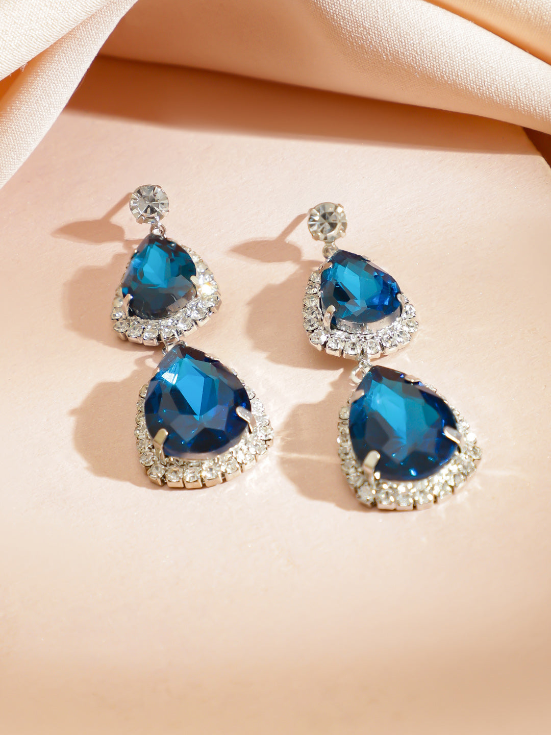 American Diamond Zirconia Blue Necklace Set フリーサイズ