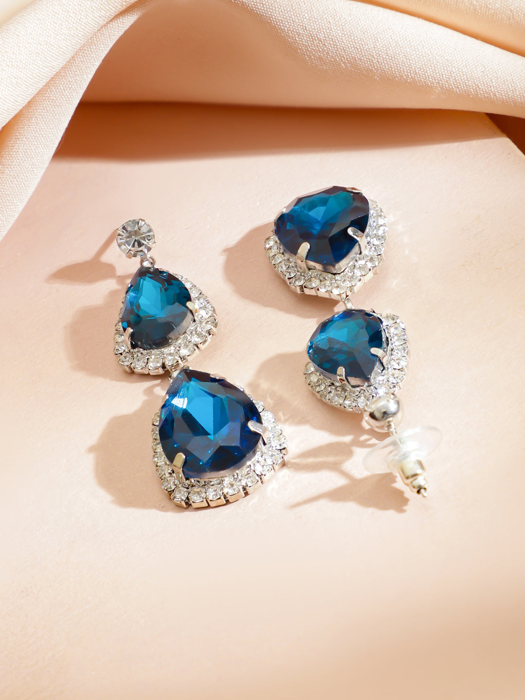 American Diamond Zirconia Blue Necklace Set フリーサイズ