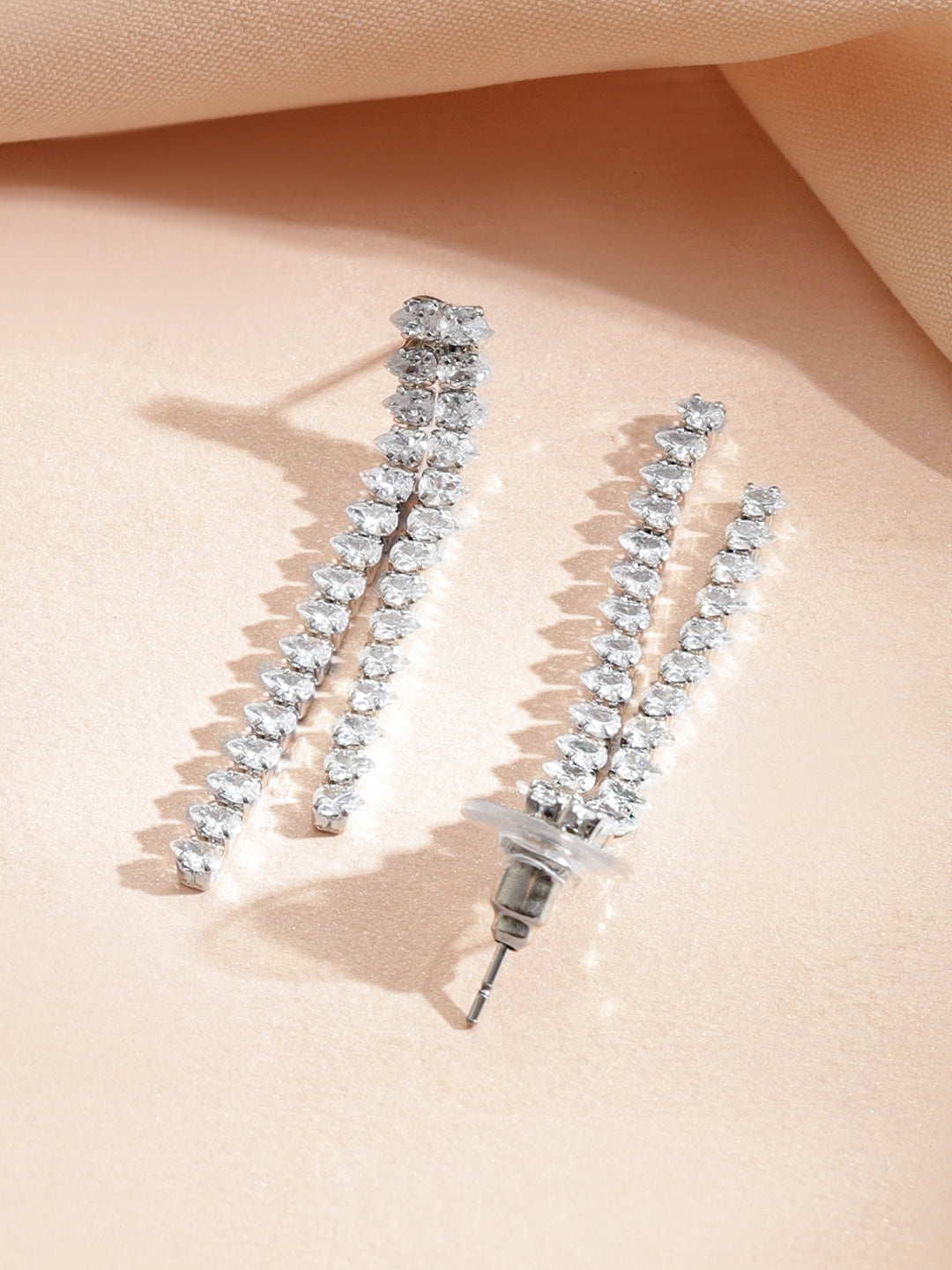 【Rubans】 Elegant Crystal Necklace Set｜ロジウムメッキ ホワイト キュービックジルコニア テニスネックレス イヤリングセット