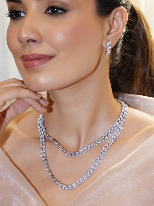 【Rubans】 Crystal Multi-Layered Necklace Set｜クリスタル マルチレイヤード ネックレスセット