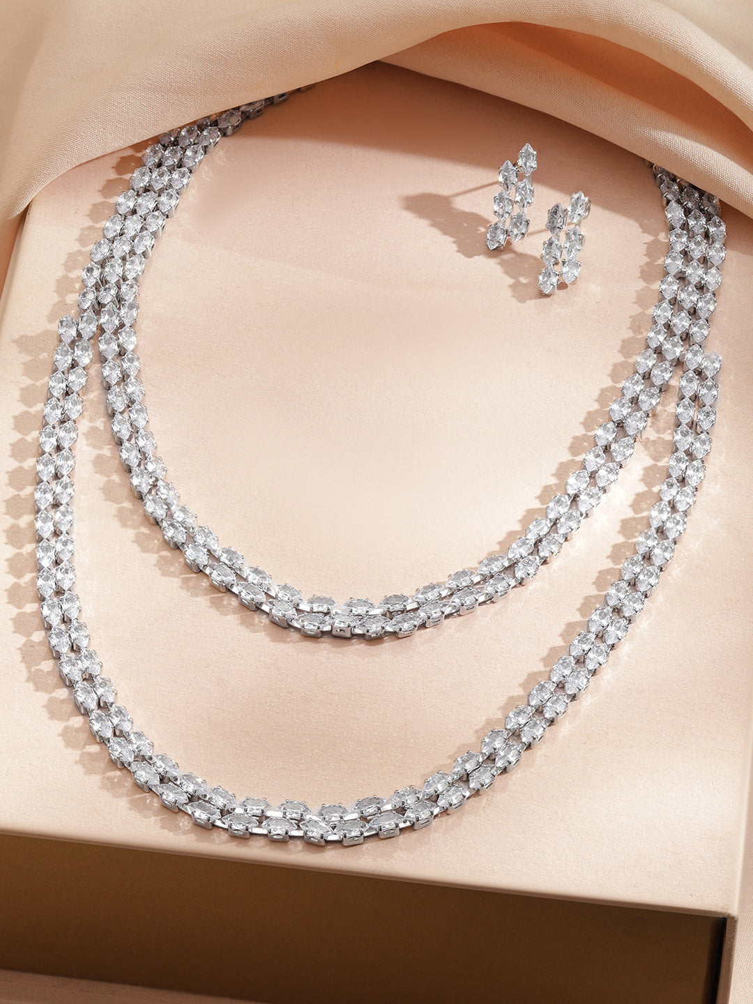 【Rubans】 Crystal Multi-Layered Necklace Set｜クリスタル マルチレイヤード ネックレスセット