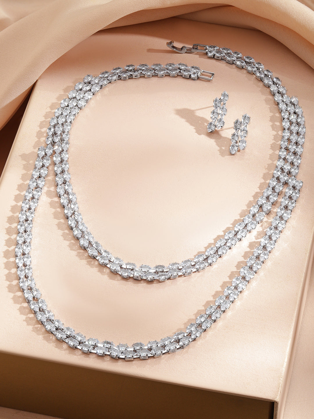 【Rubans】 Crystal Multi-Layered Necklace Set｜クリスタル マルチレイヤード ネックレスセット