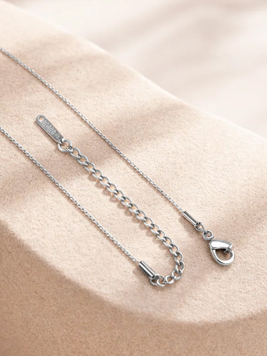 Demi Fine Rhodium Plated Stainless steel Minimal Diamond Solitaire Necklace Length - 19.4 cm