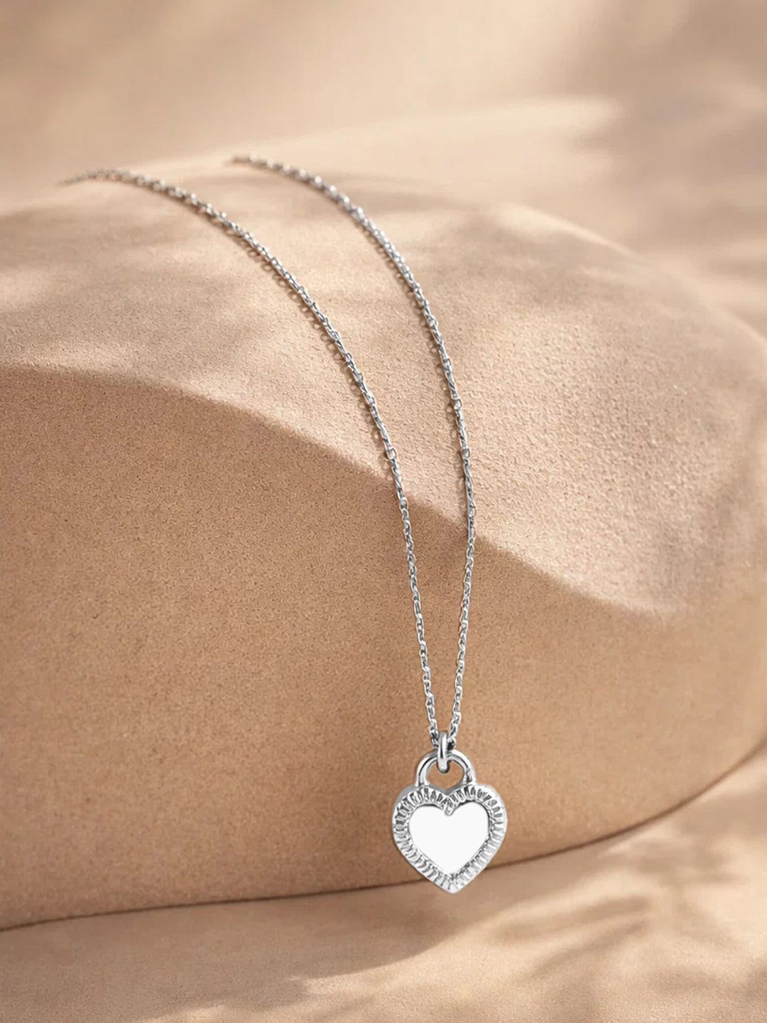 Demi Fine Rhodium Plated Stainless steel Reversible Heart Pendant Chain Necklace Length - 22 cm