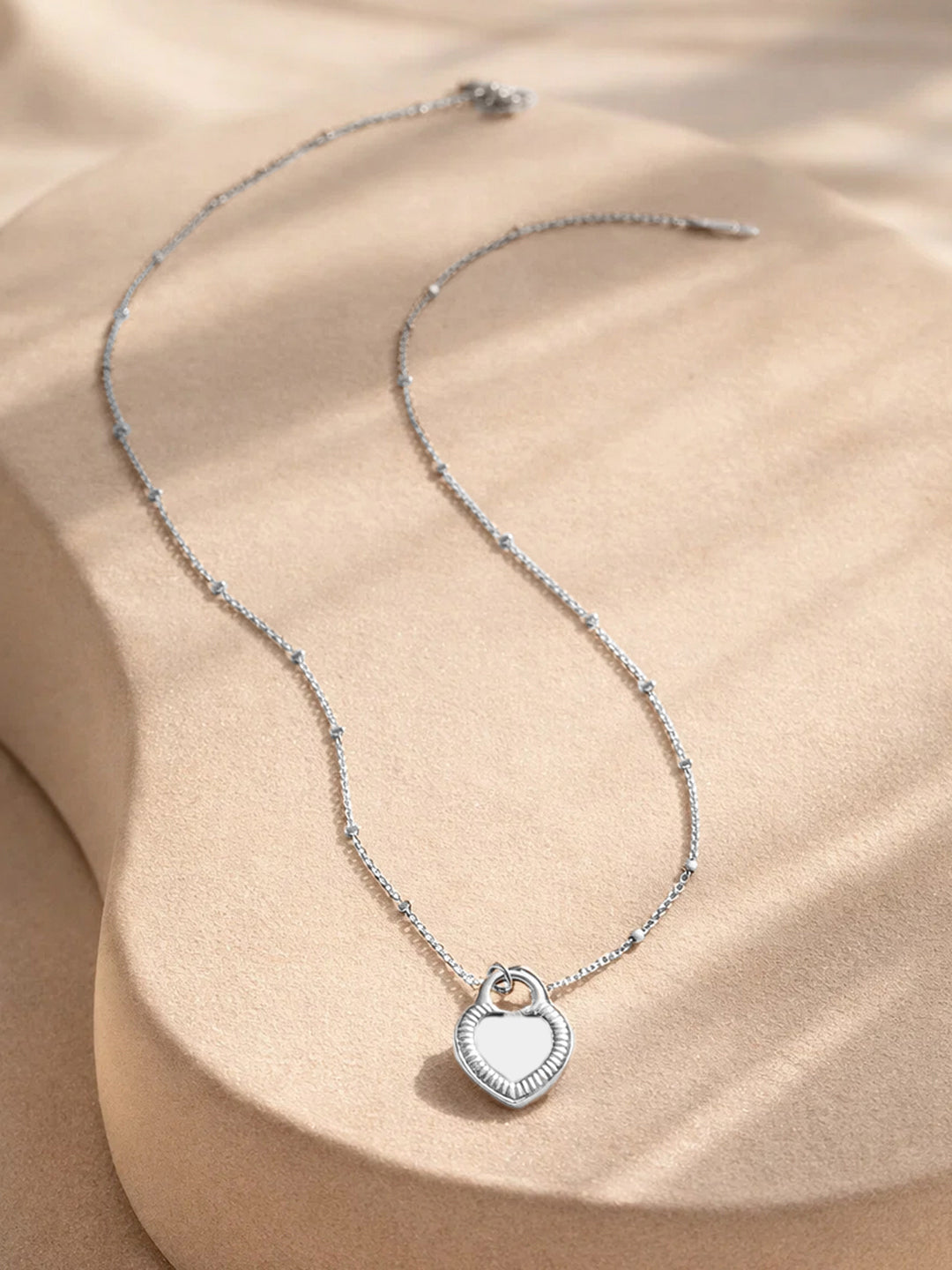 Demi Fine Rhodium Plated Stainless steel Reversible Heart Pendant Chain Necklace Length - 22 cm