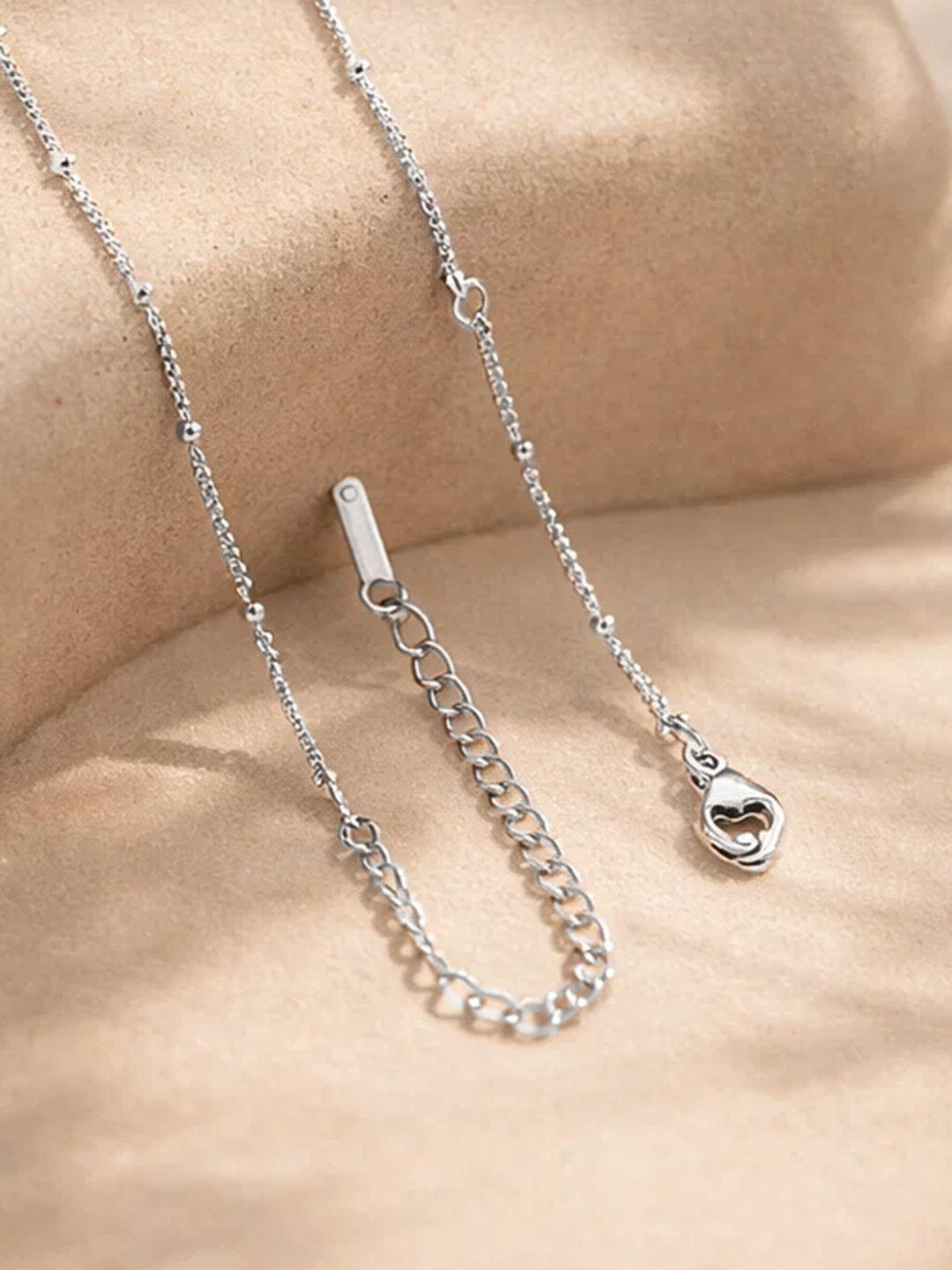 Demi Fine Rhodium Plated Stainless steel Reversible Heart Pendant Chain Necklace Length - 22 cm