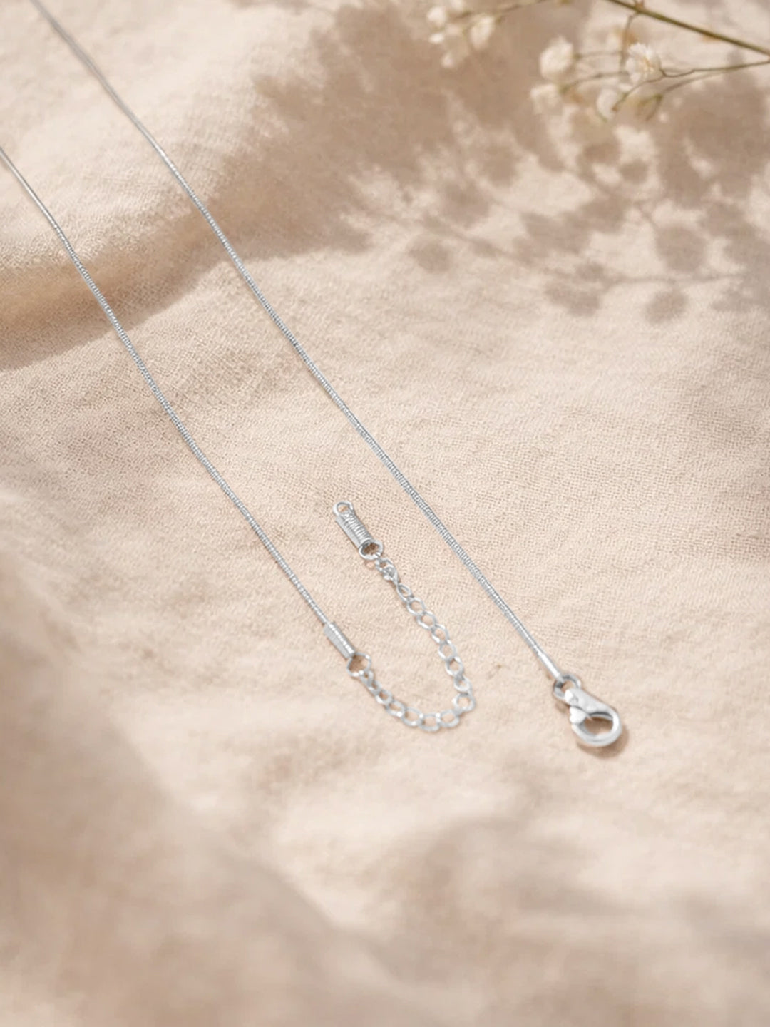 Demi Fine Rhodium Plated Stainless steel Minimal Ball Pendant Snake Chain Necklace Length - 18.9 cm