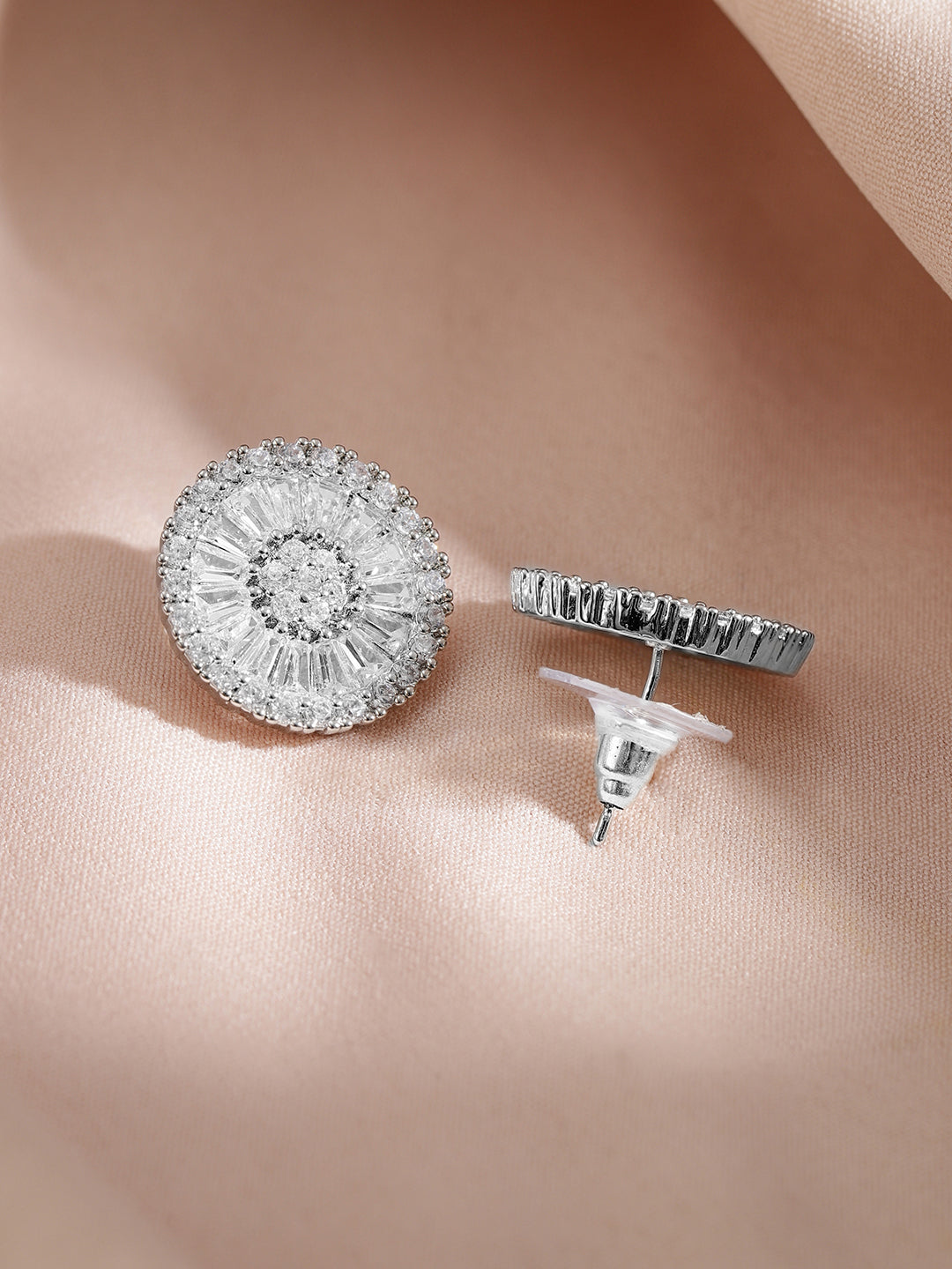Crystal Pendant Necklace Set Silver