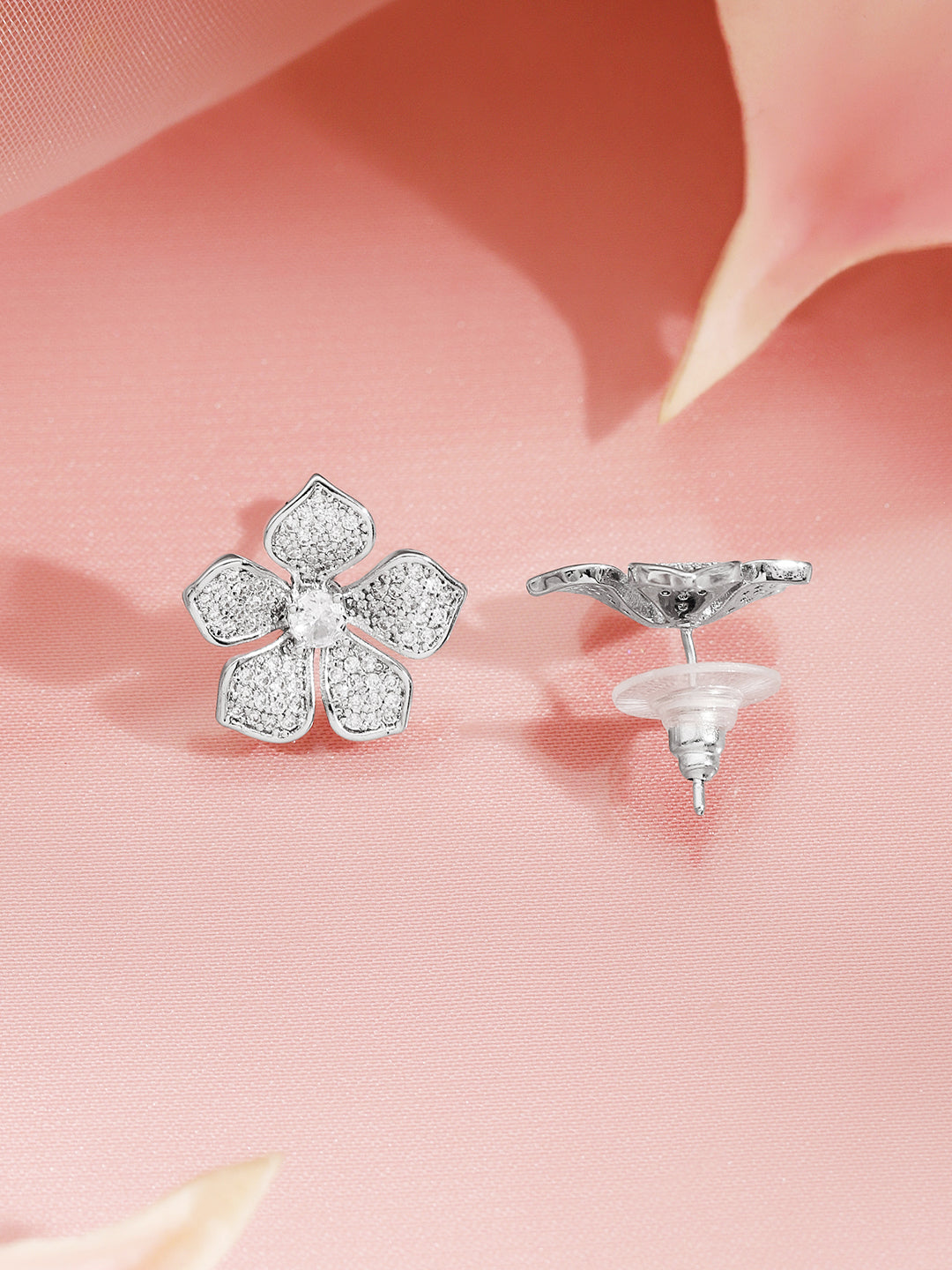 Crystal Diamond Floral Pendant Set Length - N-21cm , E-1.5cm