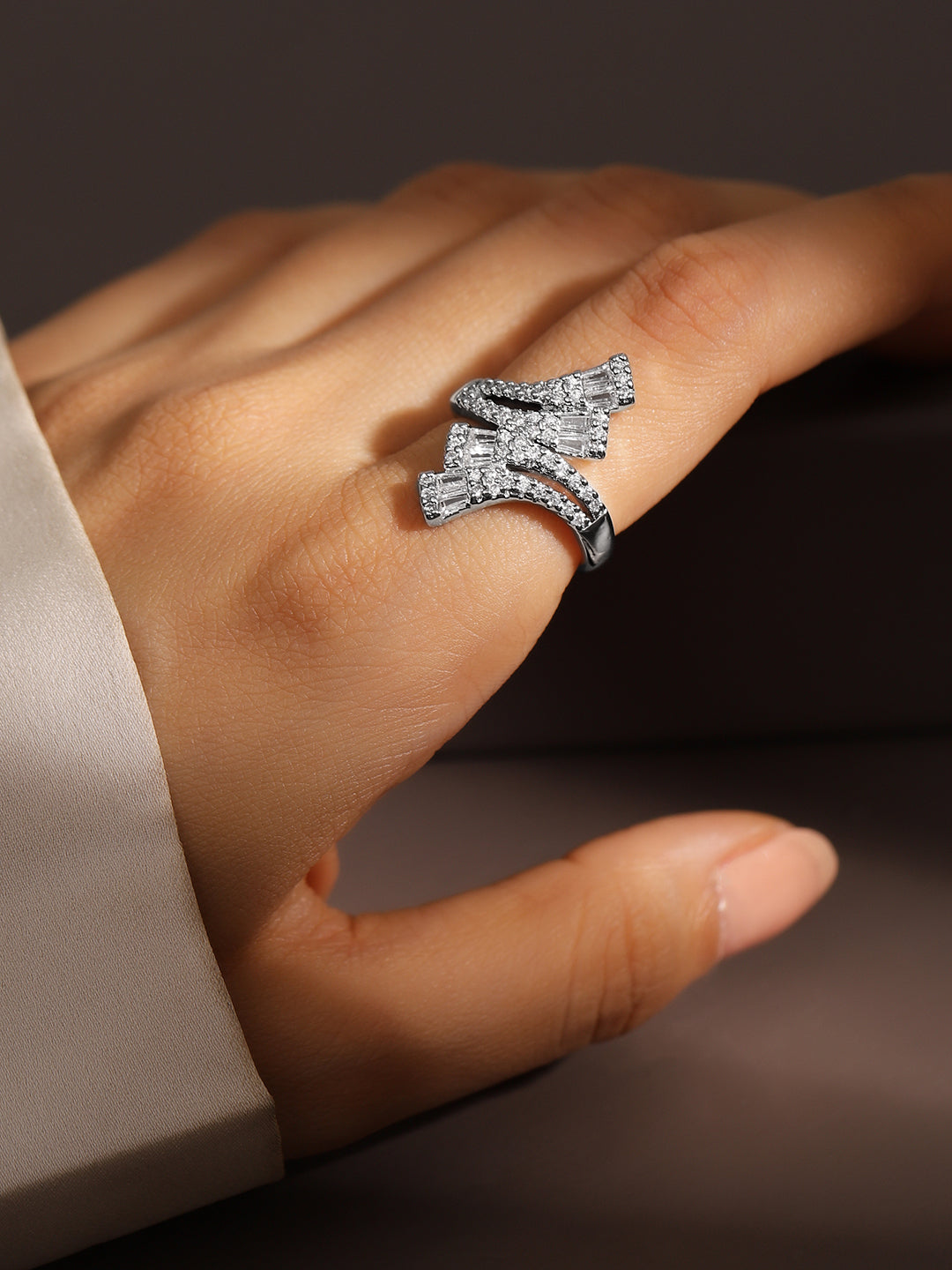 American Diamond Zirconia Stylish Ring Silver