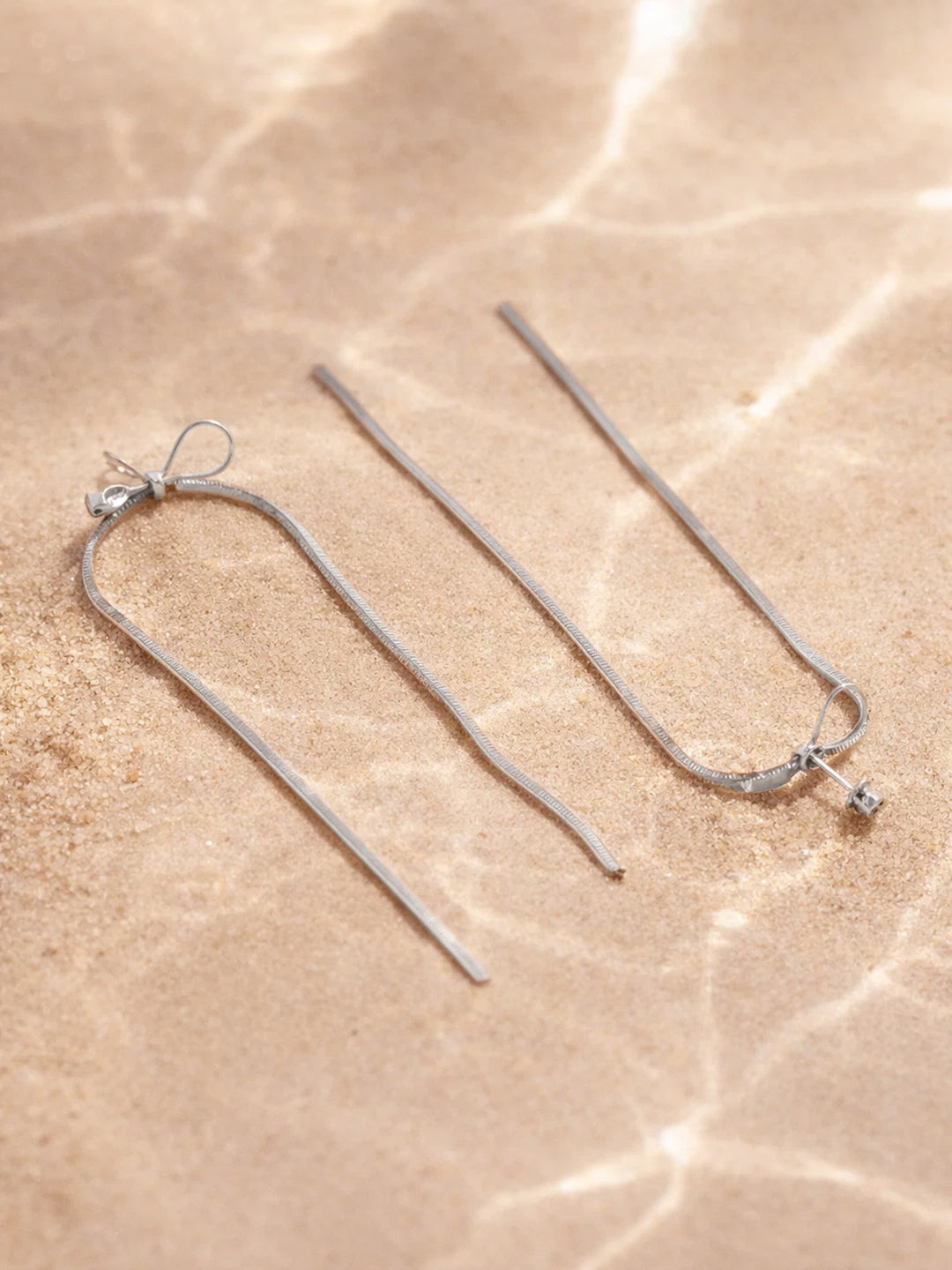 Demi Fine Rhodium Plated Stainless steel Bow Long Drop Dangler Earrings Length - 10.2 cm