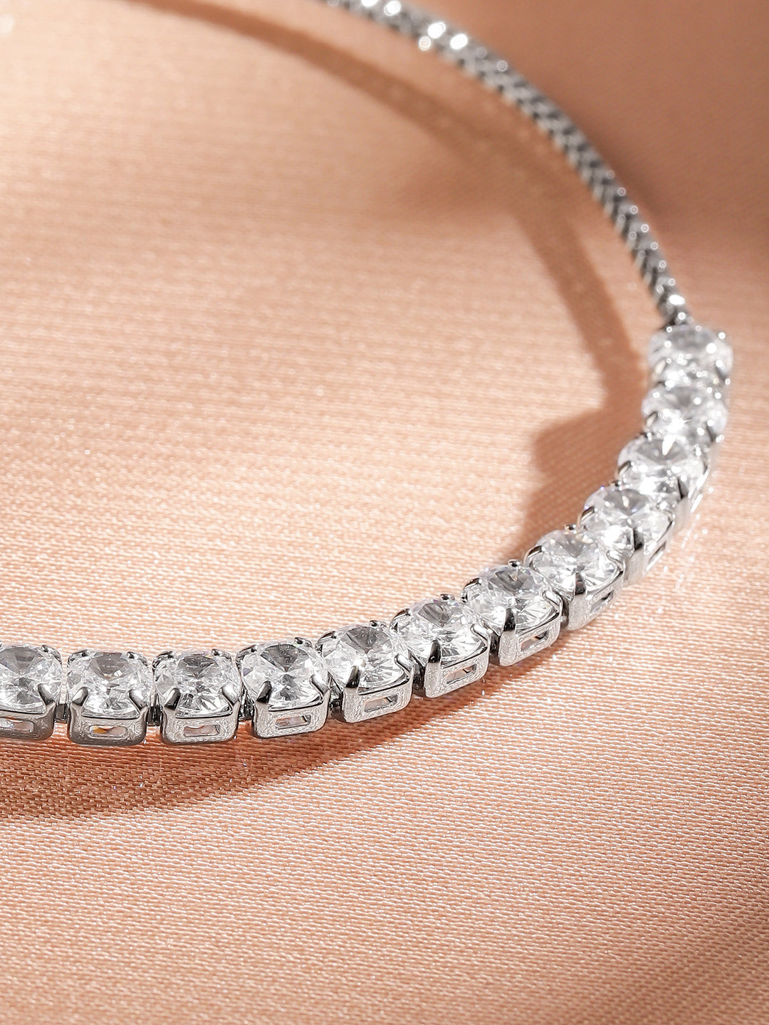 Adjustable White Tennis Bracelet Silver