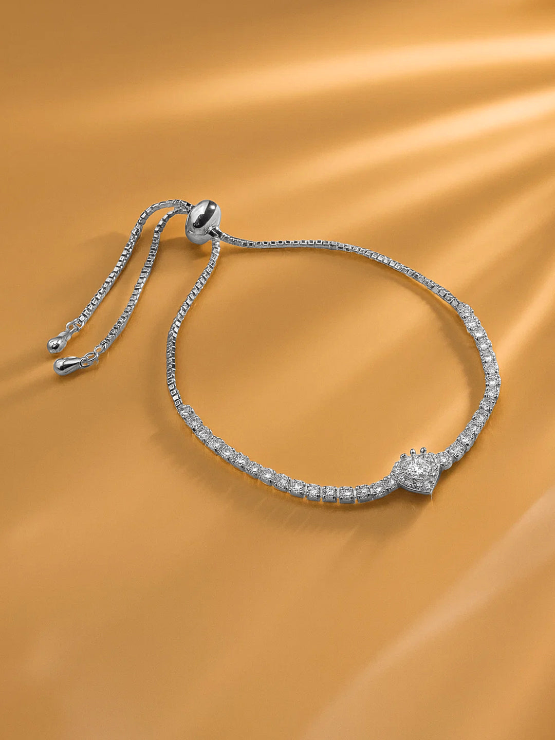 Dainty Adjustable American Diamond Zirconia Studded Bracelet フリーサイズ