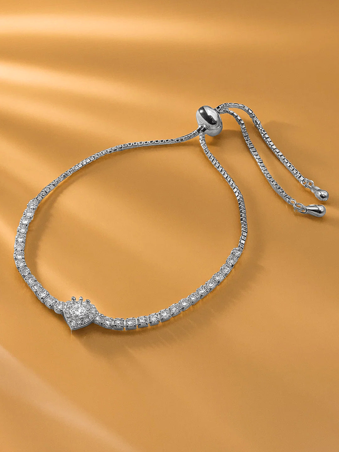 Dainty Adjustable American Diamond Zirconia Studded Bracelet フリーサイズ