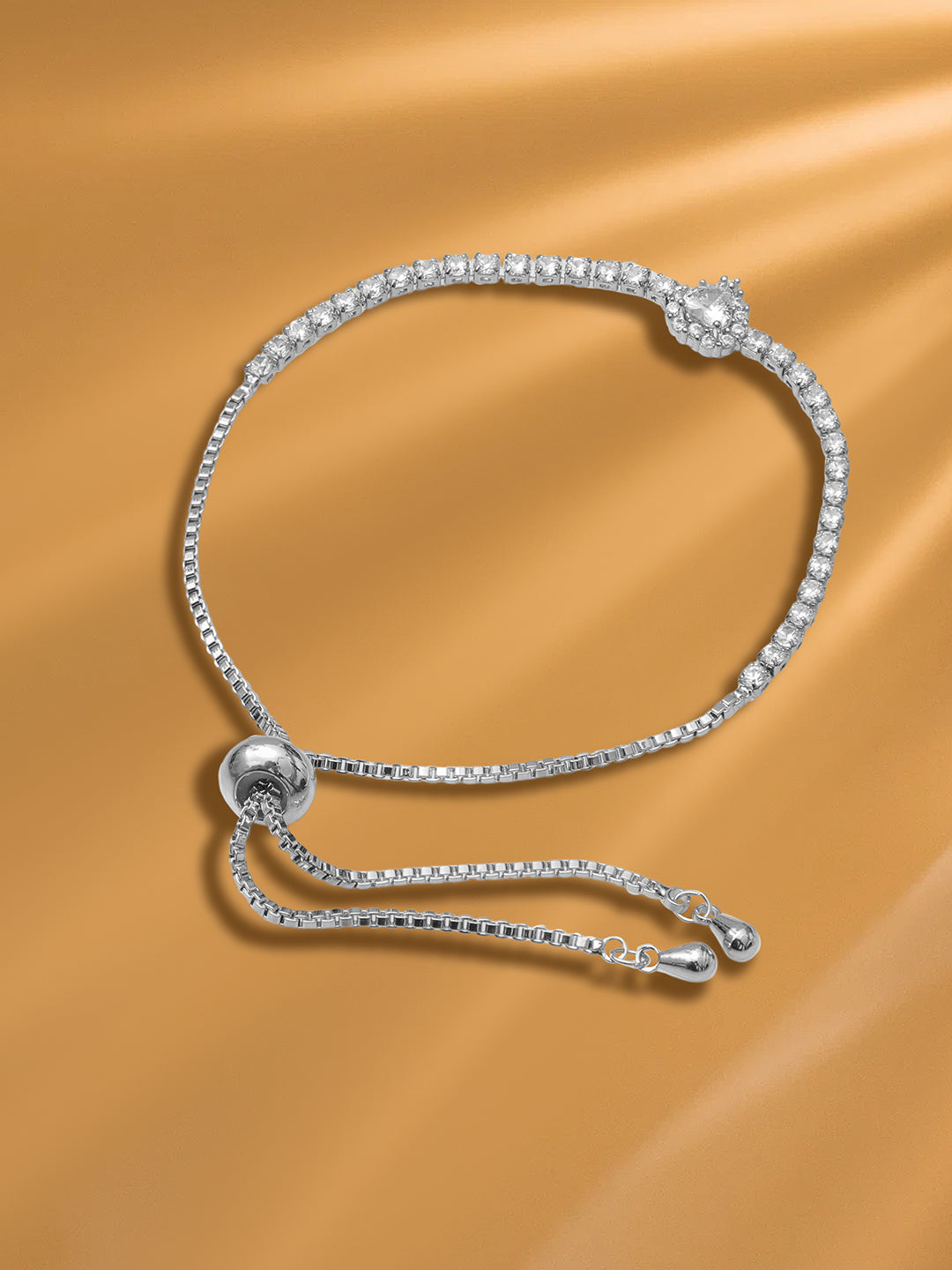 Dainty Adjustable American Diamond Zirconia Studded Bracelet フリーサイズ