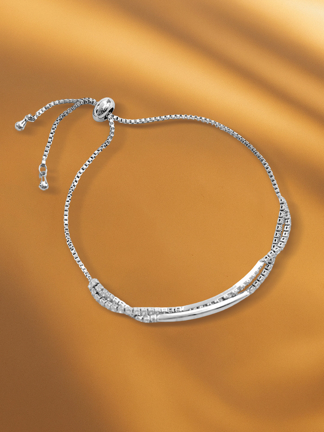 American Diamond Zirconia Silver Bracelet フリーサイズ