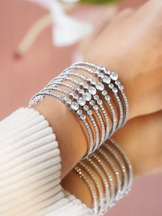 【Rubans】 White Studded Multi-Strand Bracelet｜ホワイト スタッデッド マルチストランド ブレスレット