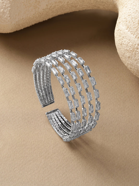 【Rubans】 White Crystal Studded Multi-Strand Bracelet｜ホワイトクリスタル マルチストランド ブレスレット