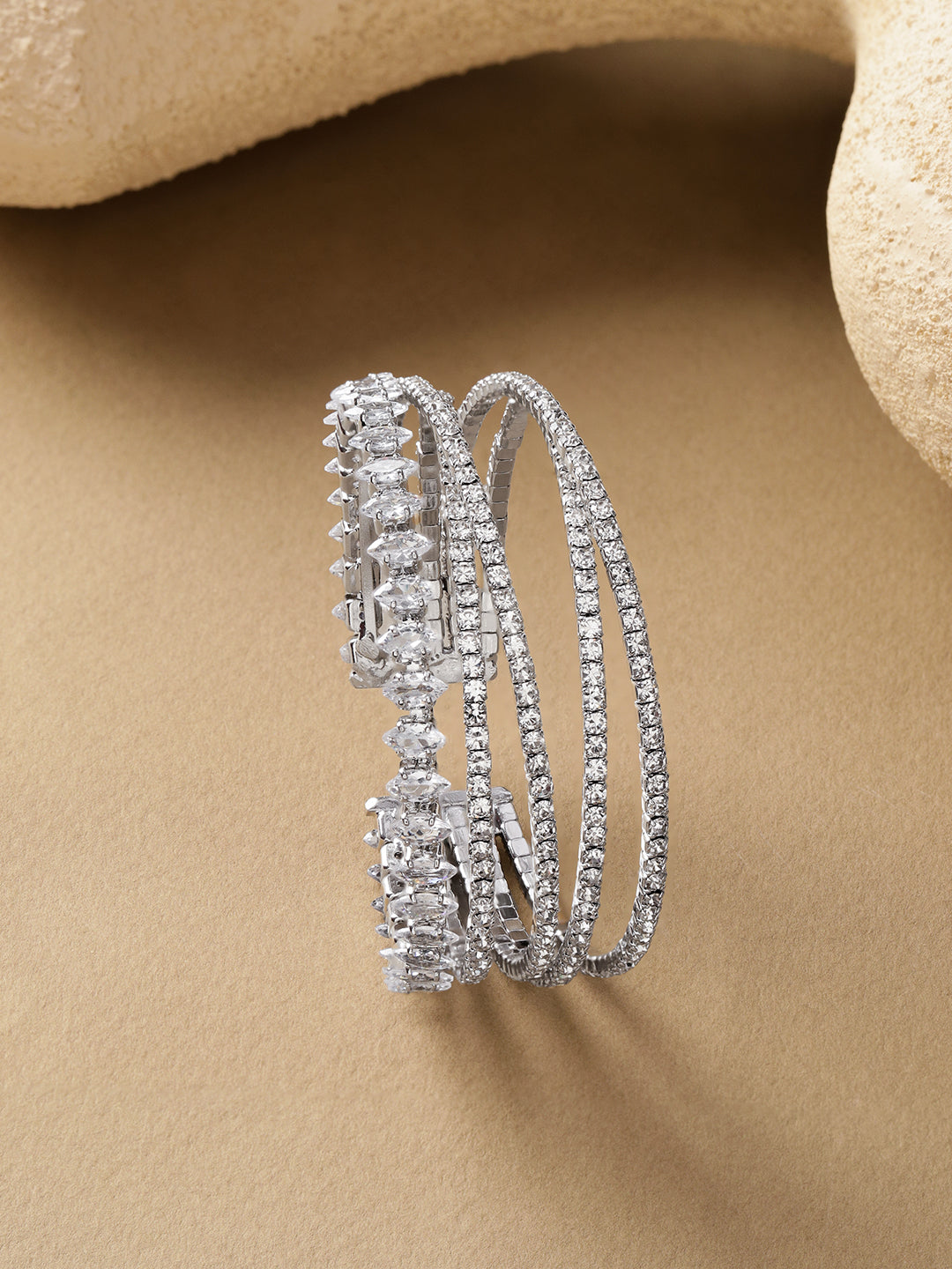 【Rubans】 Multi Line Studded Bracelet｜マルチライン スタッデッド カフブレスレット