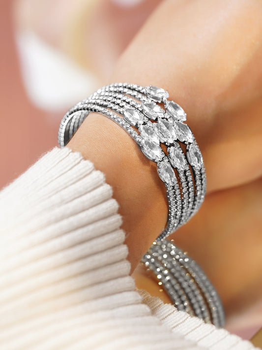 【Rubans】 6 Layer American Diamond Zirconia Studded Bracelet｜6連 アメリカンダイヤモンド ジルコニア ブレスレット