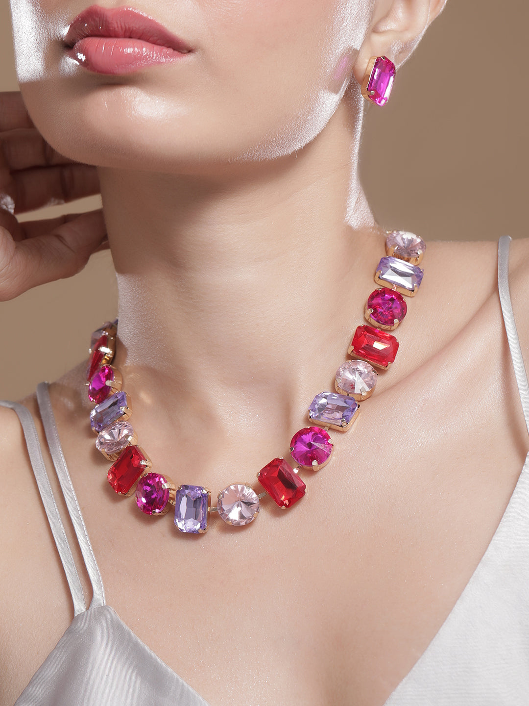 Chunky Crystal Necklace Set Green