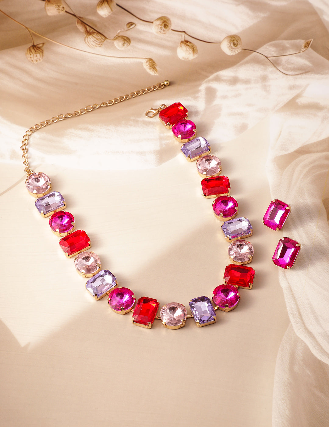 Chunky Crystal Necklace Set Multicolor