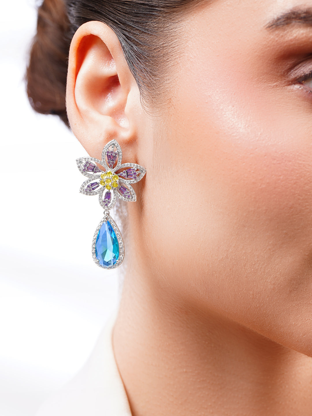 Luxe Prism Bloom Multicolour Drops Silver