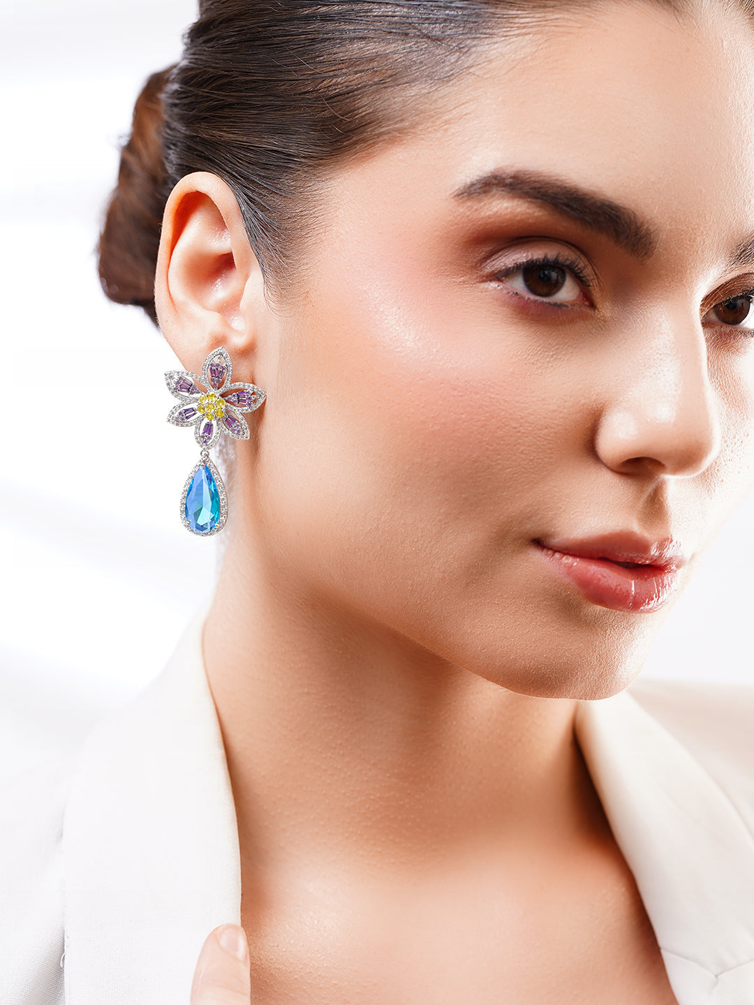 Luxe Prism Bloom Multicolour Drops Silver