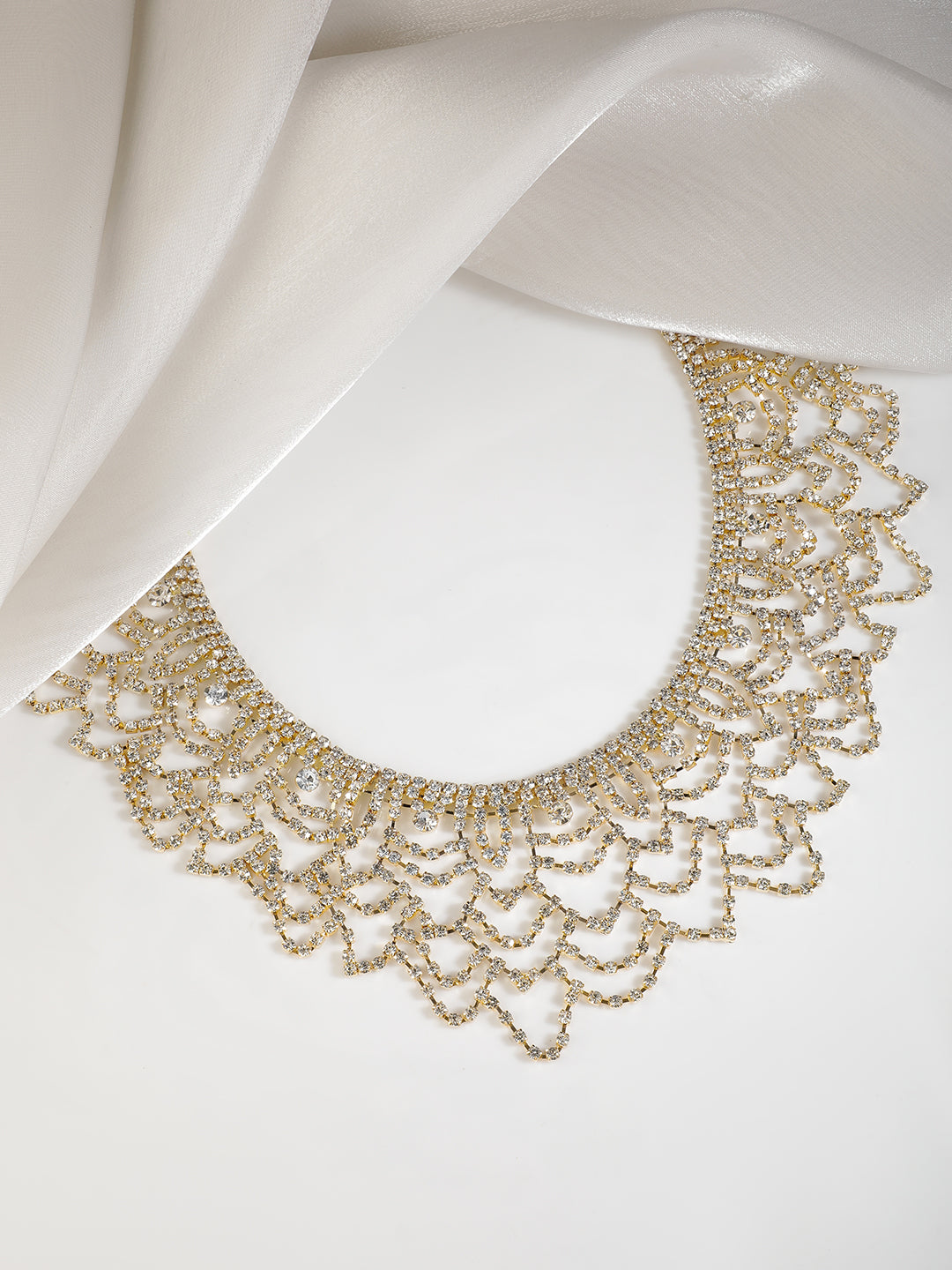 【Rubans】 Gold Toned Handcrafted Zircon Stone Necklace｜ゴールドトーン ハンドクラフト ジルコンストーン ネックレス