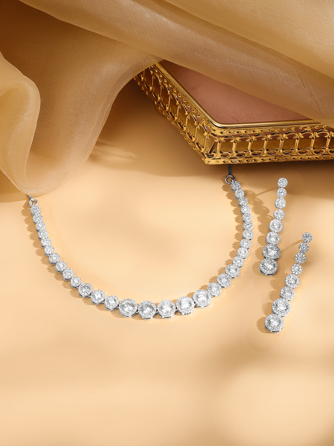American Diamond Zirconia Necklace Set フリーサイズ