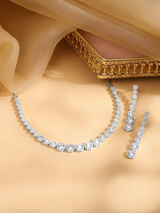American Diamond Zirconia Necklace Set フリーサイズ