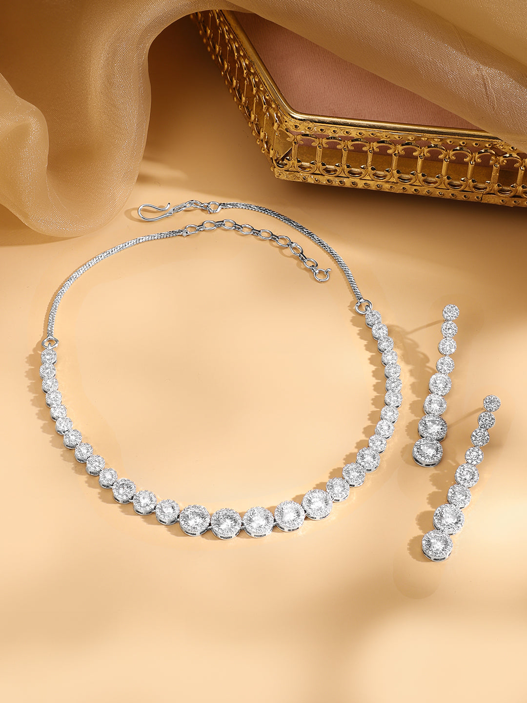American Diamond Zirconia Necklace Set フリーサイズ