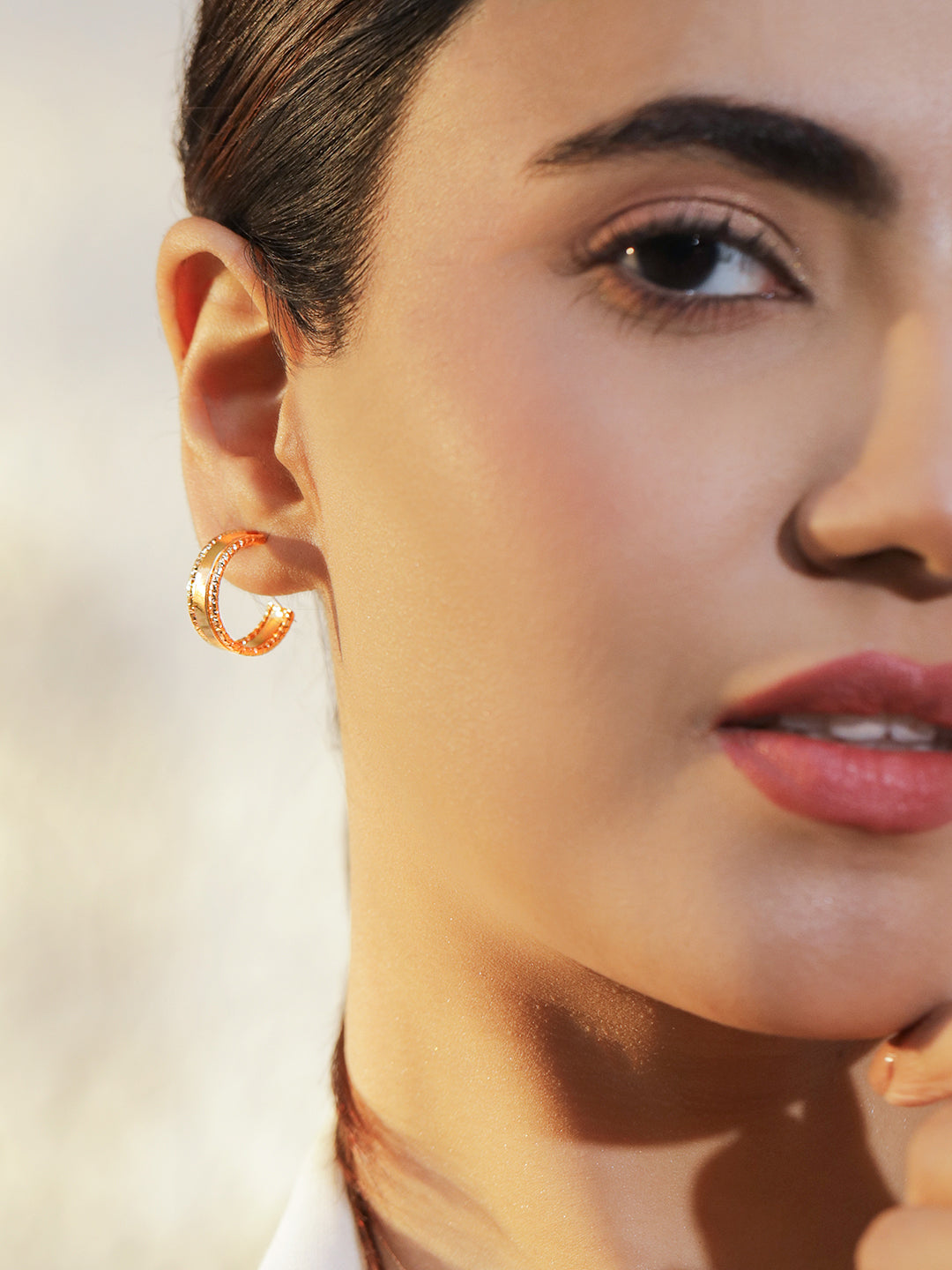 Pack of 6 Gold Toned Hoop Earrings フリーサイズ