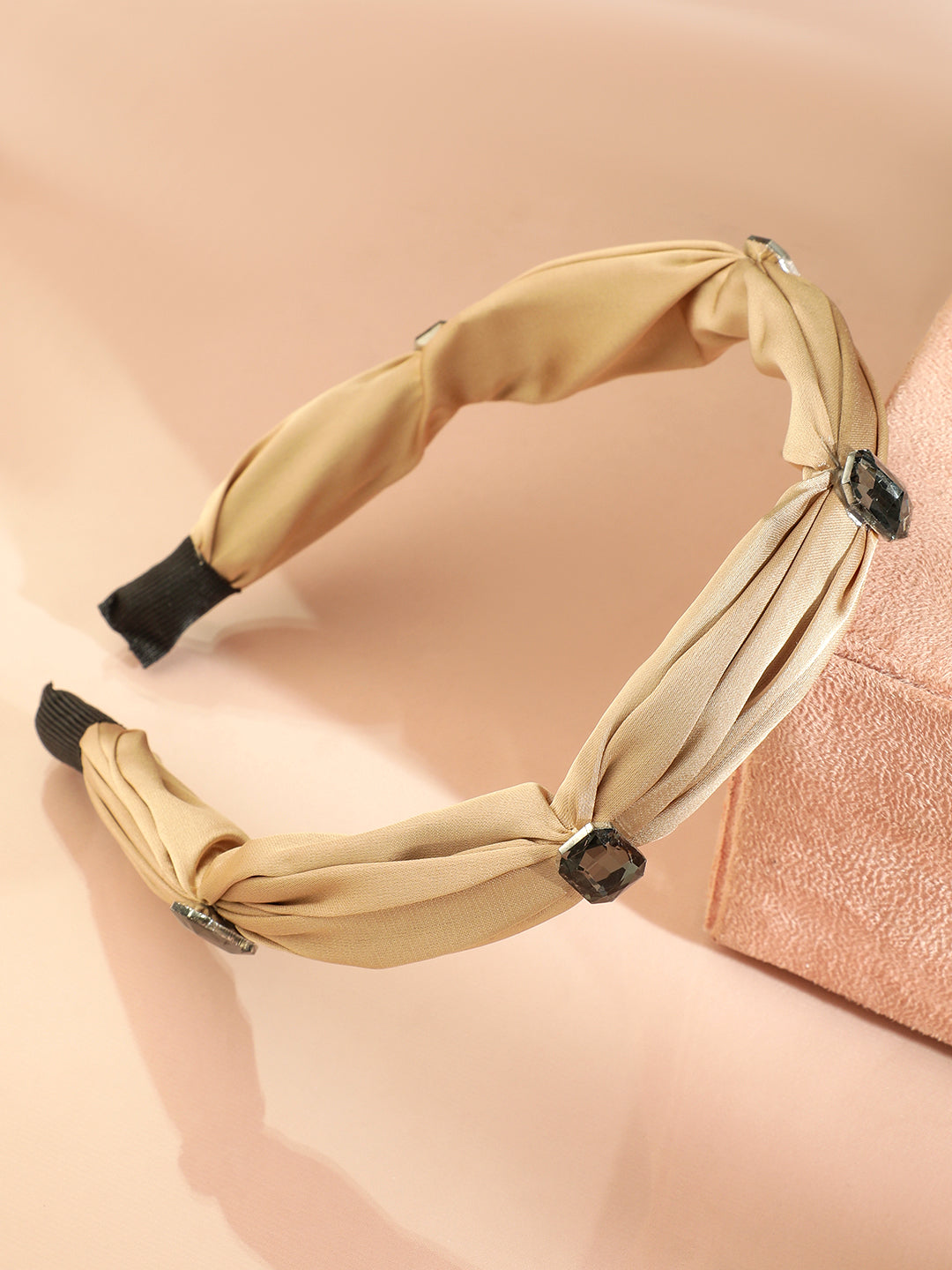 Stone Studded Beige Headband フリーサイズ